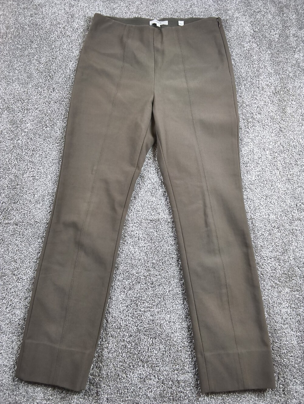 Vince Stitch Front Seamed Pants Straight Leg Cropped Split Hem Brown Size Medium
